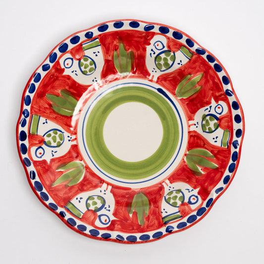 Italian Hand Painted Terracotta Chicken Plate