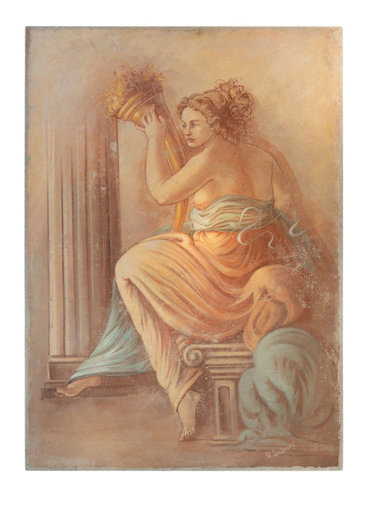 Classical Muse with Cornucopia Italian Fresco