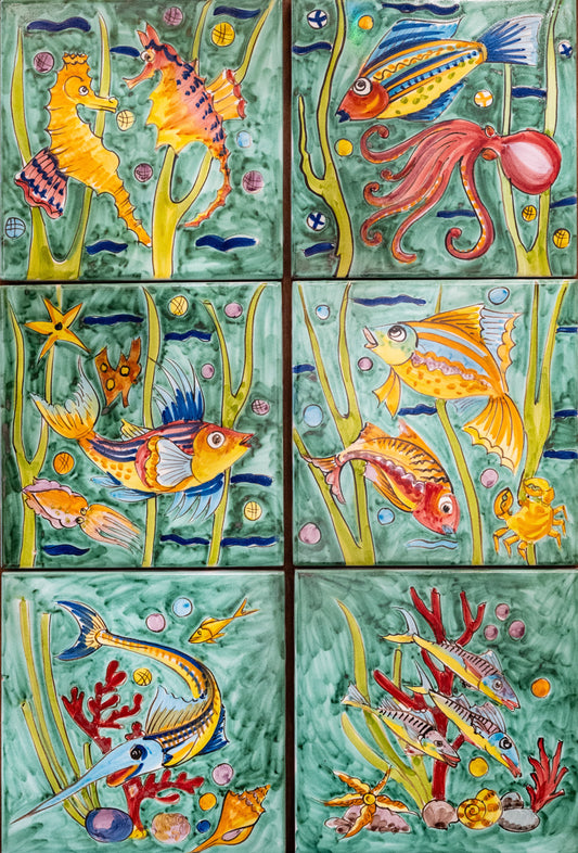 Wholesale Hand-painted Italian Tiles Tidepool Treasures Collection