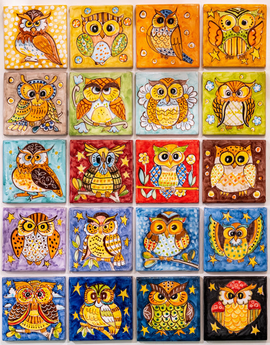 Wholesale Hand-painted Italian Tiles Feathered Whimsy Collection