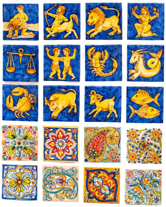 Wholesale Hand-painted Italian Tiles Zodiac Garden Collection