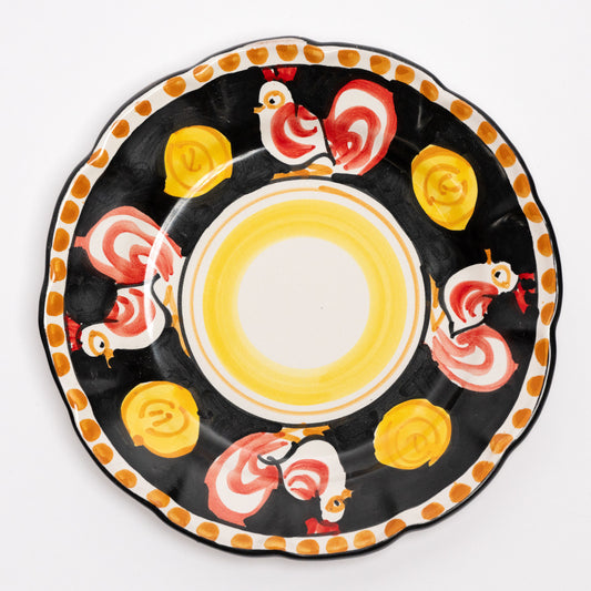 Italian Hand Painted Terracotta Rooster Plate