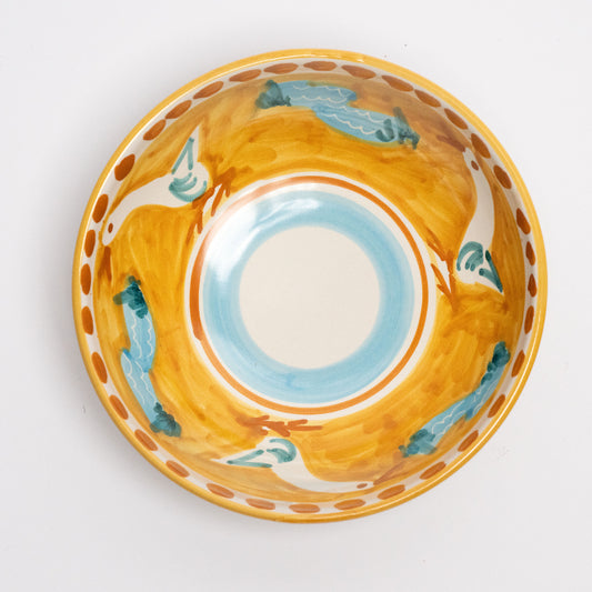 Italian Hand Painted Terracotta Goose Bowl