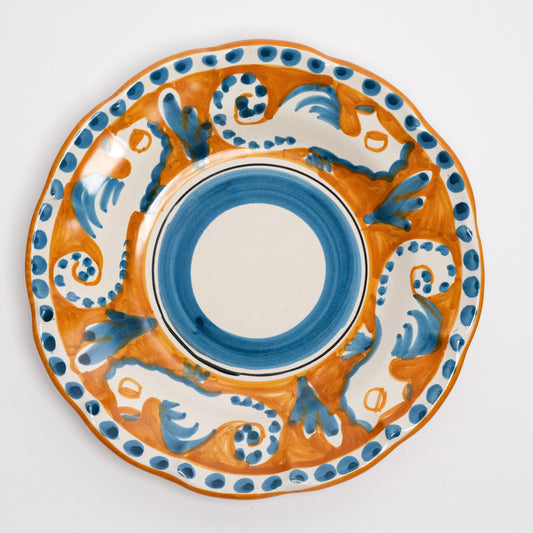 Italian Hand Painted Terracotta Seahorse Plate