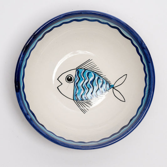 Italian Hand Painted Terracotta Happy Fish Bowl
