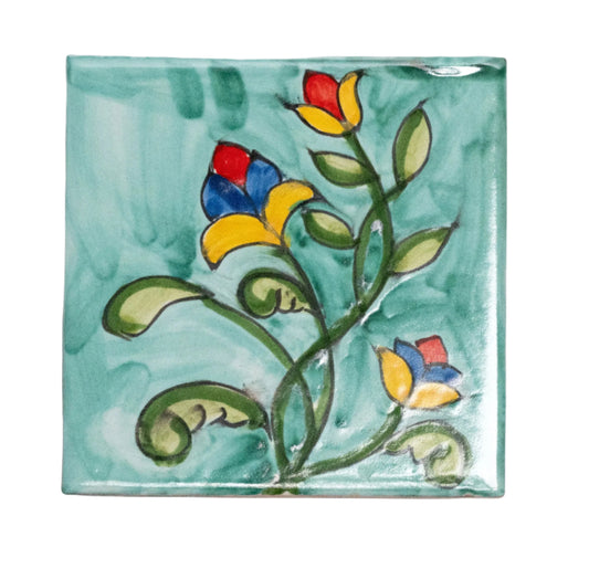 Italian Hand Painted Spring Vine Tile