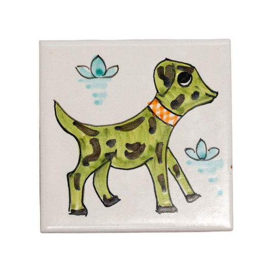 Italian Hand Painted Dog Tile