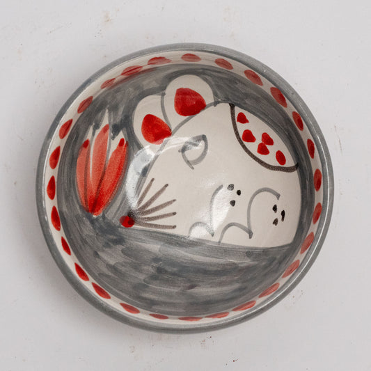Italian Hand Painted Terracotta Mouse Bowl