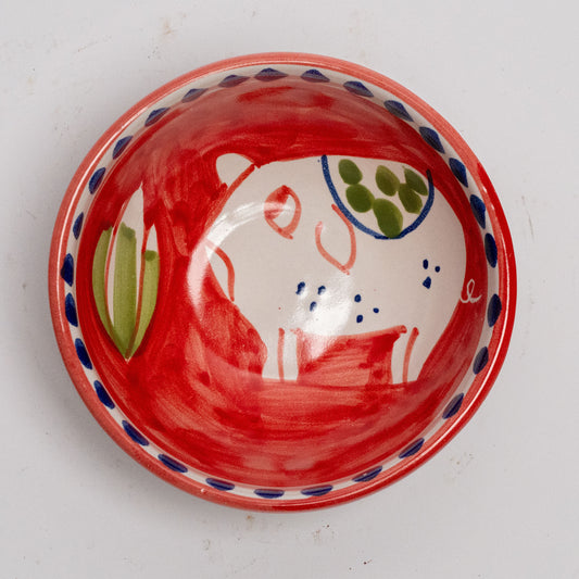 Italian Hand Painted Terracotta Pig Bowl