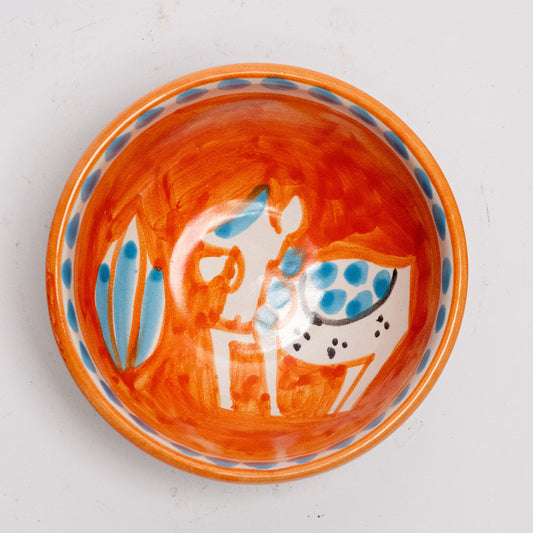 Italian Hand Painted Terracotta Cow Bowl