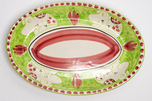 Italian Hand Painted Terracotta Dog Platter