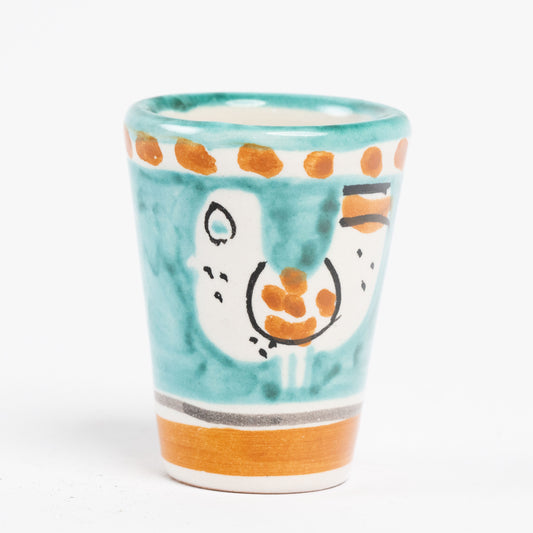Italian Terracotta Turquoise Chicken Shot Glass