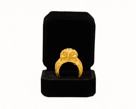 Italian Artisan Gold Owl Ring