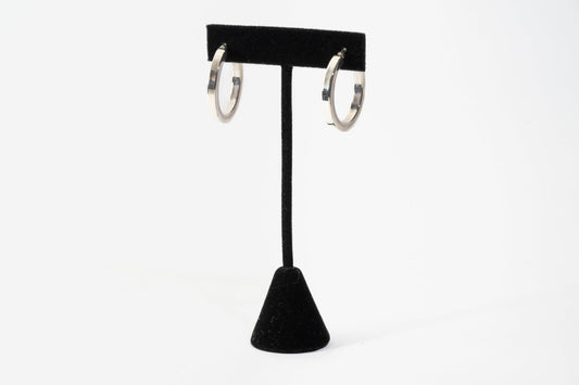 Square Profile Silver Hoop Earrings